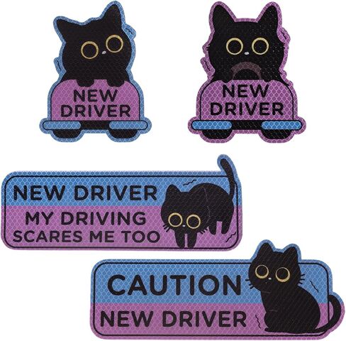 3 PCS Student Driver Magnet for Car, Cute Reflective Cat New Driver Magnet Sticker Safety Signs, Reusable Easy Attach Magnetic, Funny Sticker for Side Door Bumper Rear in Saudi Arabia