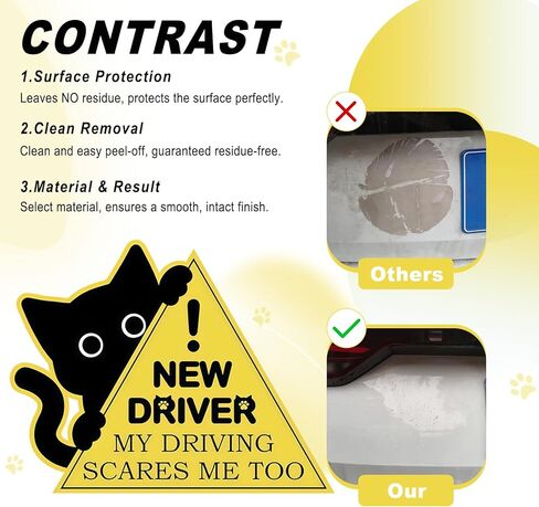3 PCS Student Driver Magnet for Car, Cute Reflective Cat New Driver Magnet Sticker Safety Signs, Reusable Easy Attach Magnetic, Funny Sticker for Side Door Bumper Rear in Saudi Arabia