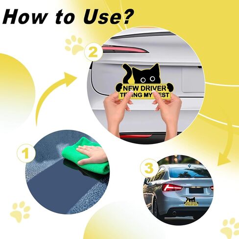 3 PCS Student Driver Magnet for Car, Cute Reflective Cat New Driver Magnet Sticker Safety Signs, Reusable Easy Attach Magnetic, Funny Sticker for Side Door Bumper Rear in Saudi Arabia