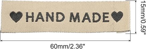50pcs Handmade with Love Sewing Labels Embroidered Label Tags 2.17" L for Sew on Clothing Garment Brown in Kuwait
