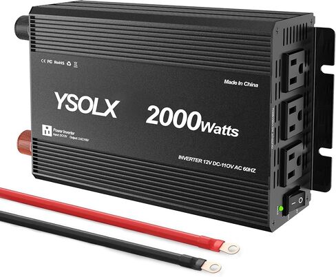 YSOLX 2000W Power Inverter 12V to 110V, DC to AC Inverter with 3 AC Outlets for RV Truck Camping, Home Emergency Use (4000W Peak) in Saudi Arabia