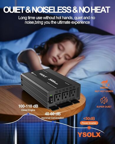 YSOLX 2000W Power Inverter 12V to 110V, DC to AC Inverter with 3 AC Outlets for RV Truck Camping, Home Emergency Use (4000W Peak) in Saudi Arabia