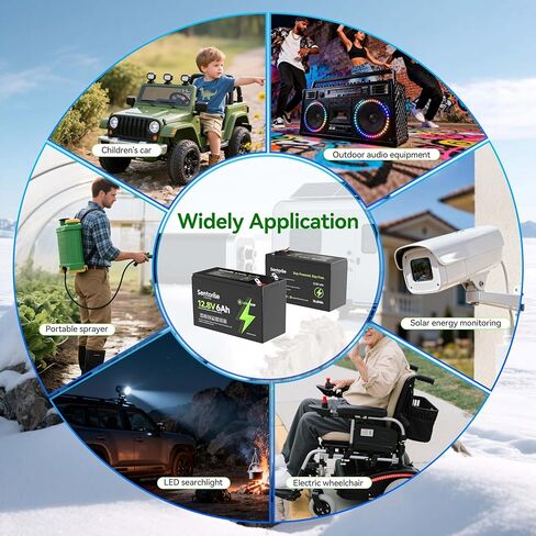 12V 6Ah LiFePO4 Lithium Battery, 3000+ Deep Cycles Batteries for Power Wheel, Kids Ride on Toys, Fish Finder in Kuwait