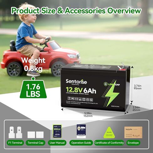 12V 6Ah LiFePO4 Lithium Battery, 3000+ Deep Cycles Batteries for Power Wheel, Kids Ride on Toys, Fish Finder in Kuwait