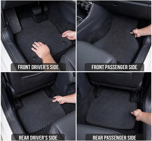 ecoMats All Weather Floor Mats Custom Fit for 2019 to 2026 Volkswagen Jetta, Front and Rear, Safety Locks, Honeycomb Technology Surface, Traps Liquid and Dirt, Easy to Clean, Odorless in Kuwait