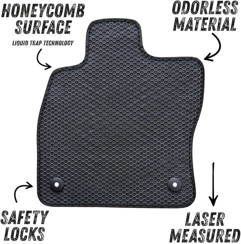 ecoMats All Weather Floor Mats Custom Fit for 2019 to 2026 Volkswagen Jetta, Front and Rear, Safety Locks, Honeycomb Technology Surface, Traps Liquid and Dirt, Easy to Clean, Odorless in Kuwait