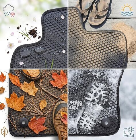 ecoMats All Weather Floor Mats Custom Fit for 2019 to 2026 Volkswagen Jetta, Front and Rear, Safety Locks, Honeycomb Technology Surface, Traps Liquid and Dirt, Easy to Clean, Odorless in Kuwait