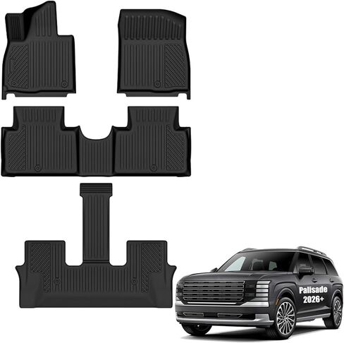 Auxko All Weather Cargo Mat & Back Seat Protector Fit for Hyundai Palisade 2026 7/8 Seaters TPE Rubber Trunk Liner Accessories Odorless Anti-Slip Cargo Tray in Saudi Arabia