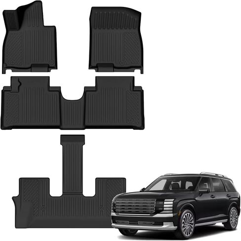 Auxko All Weather Cargo Mat & Back Seat Protector Fit for Hyundai Palisade 2026 7/8 Seaters TPE Rubber Trunk Liner Accessories Odorless Anti-Slip Cargo Tray in Saudi Arabia