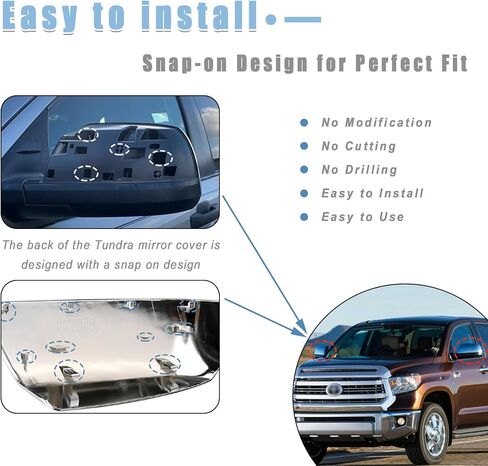 AUCERAMIC Chrome Rear Mirror Cover for Toyota Tundra 2007-2021, Sequoia 2010-2022 Front Driver Passeger Side View Mirror Caps Replace # 87915-0C040 87945-0C020 in Kuwait
