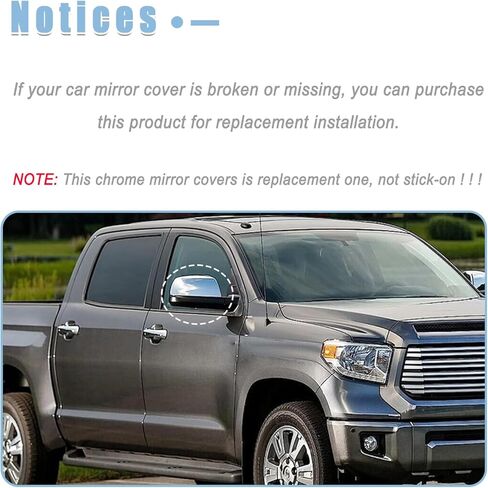 AUCERAMIC Chrome Rear Mirror Cover for Toyota Tundra 2007-2021, Sequoia 2010-2022 Front Driver Passeger Side View Mirror Caps Replace # 87915-0C040 87945-0C020 in Kuwait