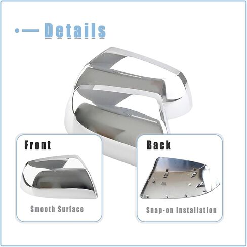 AUCERAMIC Chrome Rear Mirror Cover for Toyota Tundra 2007-2021, Sequoia 2010-2022 Front Driver Passeger Side View Mirror Caps Replace # 87915-0C040 87945-0C020 in Kuwait