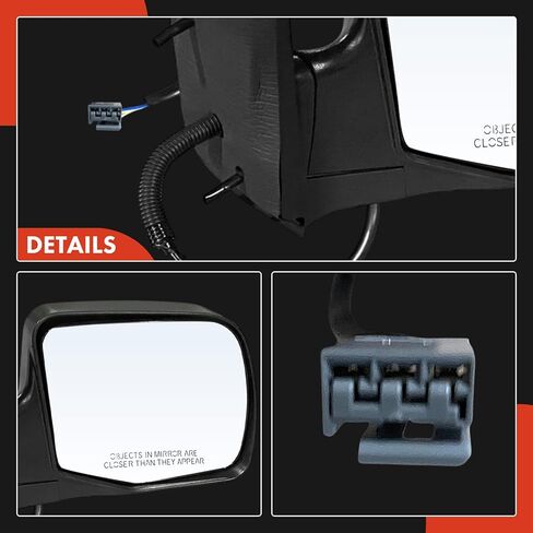 A-Premium Pair (2) Driver and Passenger Side Power Door Mirror - Compatible with Ford E-150 E-250, E-150 Econoline, E-350 Super Duty - Non-Heated Manual Folding Textured Black Outside Rear View Mirror in Kuwait