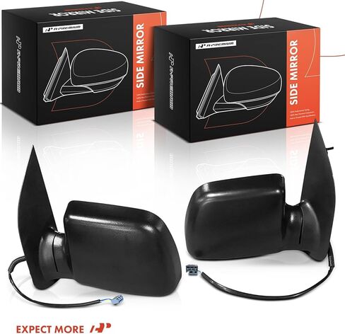 A-Premium Pair (2) Driver and Passenger Side Power Door Mirror - Compatible with Ford E-150 E-250, E-150 Econoline, E-350 Super Duty - Non-Heated Manual Folding Textured Black Outside Rear View Mirror in Kuwait