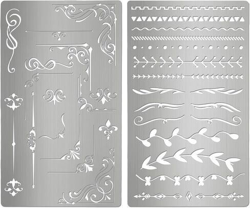 Metal Stencil for Bullet Journaling & Planning - 4x7 Inch Reusable Stainless Steel Template with Lines, Banners, Trackers, Bookmark for A5 Notebook, Wood Burning, Crafts in Kuwait