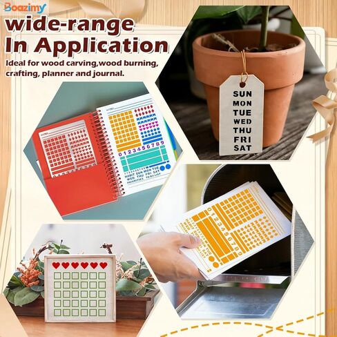 Metal Stencil for Bullet Journaling & Planning - 4x7 Inch Reusable Stainless Steel Template with Lines, Banners, Trackers, Bookmark for A5 Notebook, Wood Burning, Crafts in Kuwait