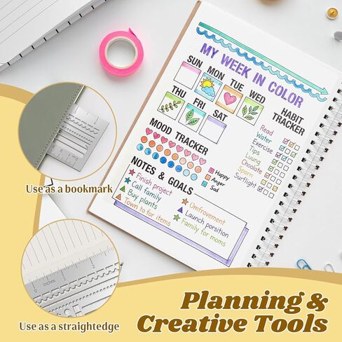 2 Pcs Metal Planner Stencil Bookmark for Bullet Journal with Storage Bag Stainless Steel Journal Stencil Bookmark Planner Ruler Mental Record Templates for Checklist Calendar DIY 2.5 x 7 in/4 x 7 in in Saudi Arabia
