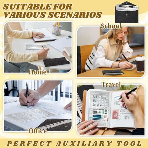 2 Pcs Metal Planner Stencil Bookmark for Bullet Journal with Storage Bag Stainless Steel Journal Stencil Bookmark Planner Ruler Mental Record Templates for Checklist Calendar DIY 2.5 x 7 in/4 x 7 in in Saudi Arabia