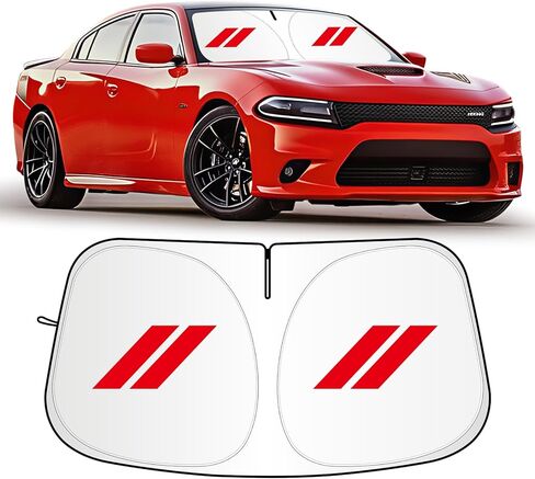 Windshield Sun Shade for Dodge Charger 2006-2024 Challenger 2008-2024 Accessories, 300T Foldable Front Window Sunshade Sun Visor Protector Block UV Rays Visor Cover (red) in Saudi Arabia