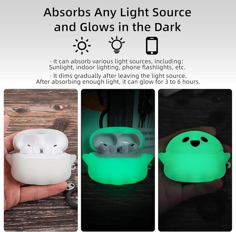[Glow in The Dark] for Airpods Pro (2nd/1st Gen) Case Cover with Cleaner Kit, Funny 3D Ghost Soft Silicone Shell Protective Case Compatible with AirPods Pro/Pro 2nd Generation Case for Women Men in Saudi Arabia