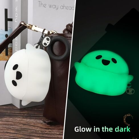 [Glow in The Dark] for Airpods Pro (2nd/1st Gen) Case Cover with Cleaner Kit, Funny 3D Ghost Soft Silicone Shell Protective Case Compatible with AirPods Pro/Pro 2nd Generation Case for Women Men in Saudi Arabia