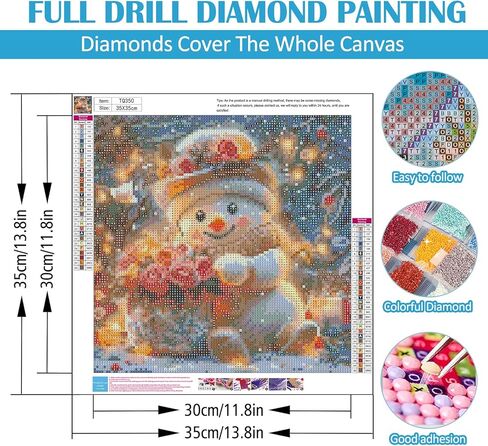 Winter Snowman Flower Light Diamond Painting Kits for Adults, 5D Diamond Art Kits for Adults Beginners, DIY Full Round Drill Diamond Dot Painting Gem Art Kits for Adult, Home Wall Decor 13.8x13.8 Inch in Saudi Arabia