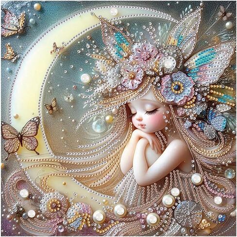 DIADAY Special Shape Diamond Painting Kits for Adults Fairy Girl, 5D Crystal Rhinestone Special Shaped Diamond Art Kits, DIY Partial Drill Crafts Home Wall Decor Gift Art 12 x 12 Inches in Saudi Arabia