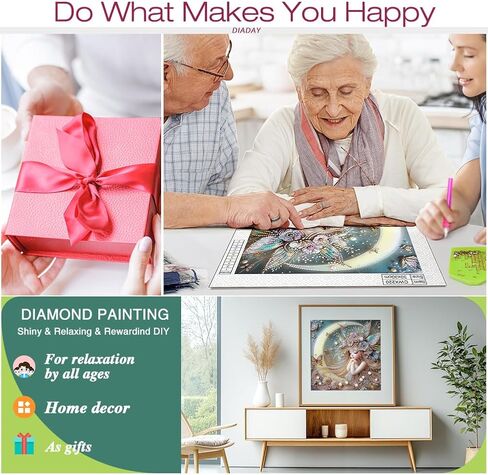 DIADAY Special Shape Diamond Painting Kits for Adults Fairy Girl, 5D Crystal Rhinestone Special Shaped Diamond Art Kits, DIY Partial Drill Crafts Home Wall Decor Gift Art 12 x 12 Inches in Saudi Arabia