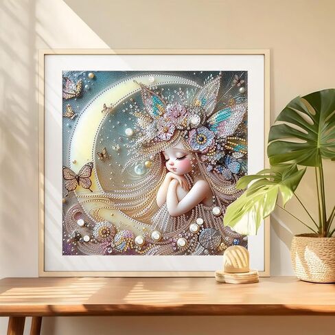 DIADAY Special Shape Diamond Painting Kits for Adults Fairy Girl, 5D Crystal Rhinestone Special Shaped Diamond Art Kits, DIY Partial Drill Crafts Home Wall Decor Gift Art 12 x 12 Inches in Saudi Arabia