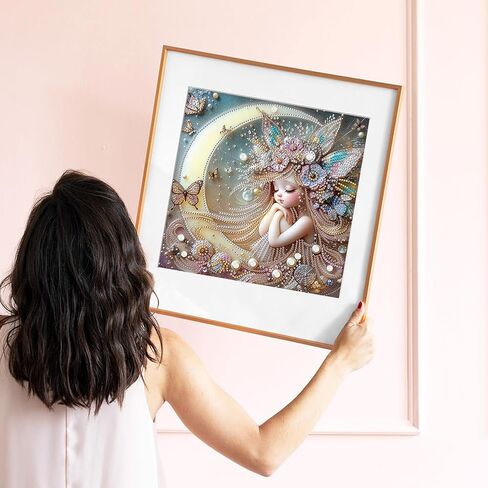 DIADAY Special Shape Diamond Painting Kits for Adults Fairy Girl, 5D Crystal Rhinestone Special Shaped Diamond Art Kits, DIY Partial Drill Crafts Home Wall Decor Gift Art 12 x 12 Inches in Saudi Arabia