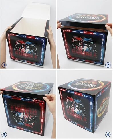 HAPPARTY Wrestling Theme Block Boxes 30x30CM Centerpieces 4PCS for Birthday Baby Shower Wrestle Man Celebrating Event Party Background Photo Booth Props Deccorations Supplies in Saudi Arabia