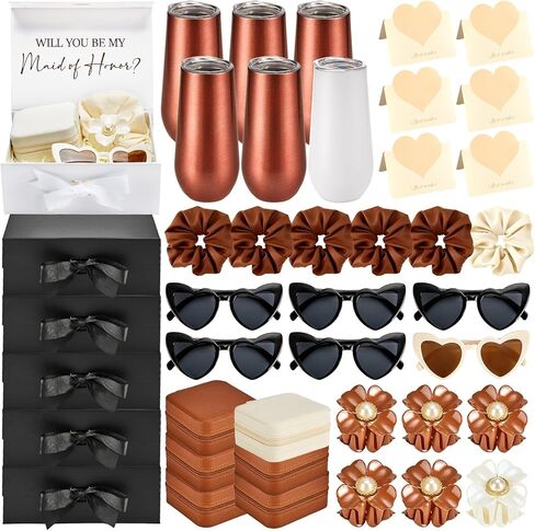 44Pcs Bridesmaid Proposal Gifts Bridesmaid Box Set Will You Be My Bridesmaid Bulk Maid of Honor Gifts with Gift Box Stainless Steel Champagne Tumbler Cards for Bridal Shower Wedding Bachelorette in Kuwait