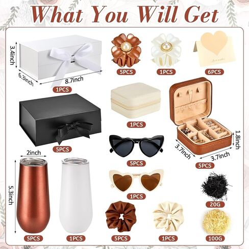 44Pcs Bridesmaid Proposal Gifts Bridesmaid Box Set Will You Be My Bridesmaid Bulk Maid of Honor Gifts with Gift Box Stainless Steel Champagne Tumbler Cards for Bridal Shower Wedding Bachelorette in Kuwait