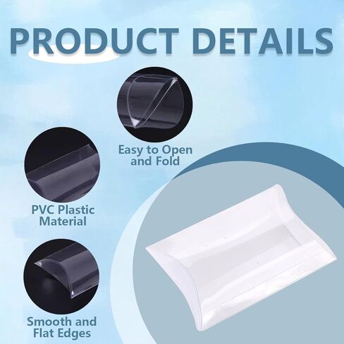OHEETU 20Pcs Clear Plastic Pillow Gift Boxes Mini Party Favor Box for Candy Jewelry Wedding Supplies(3.5x2.75x1Inch) in Saudi Arabia
