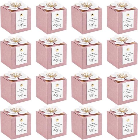 INTERWARM 40 Pcs Paper Candy Wedding Favor Boxes, 2.56Inch Flower Square Wedding Candy Box Candy Boxes Paper Bridal Gift Box for Mother's Day Guests Weddings Birthday Decorations Party Anniversary in Saudi Arabia