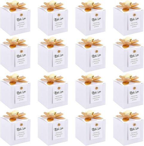 INTERWARM 40 Pcs Paper Candy Wedding Favor Boxes, 2.56Inch Flower Square Wedding Candy Box Candy Boxes Paper Bridal Gift Box for Mother's Day Guests Weddings Birthday Decorations Party Anniversary in Saudi Arabia