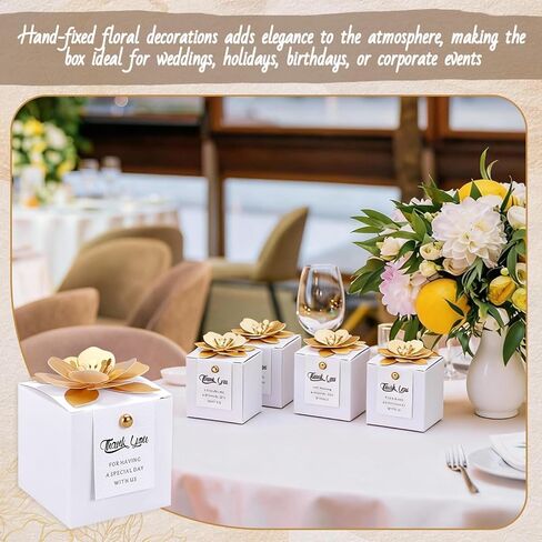 INTERWARM 40 Pcs Paper Candy Wedding Favor Boxes, 2.56Inch Flower Square Wedding Candy Box Candy Boxes Paper Bridal Gift Box for Mother's Day Guests Weddings Birthday Decorations Party Anniversary in Saudi Arabia