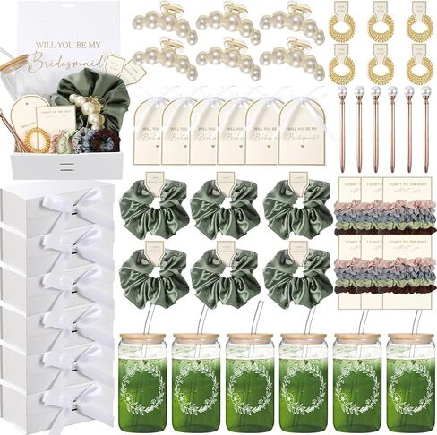 44Pcs Bridesmaid Proposal Gifts Bridesmaid Box Set Will You Be My Bridesmaid Bulk Maid of Honor Gifts with Gift Box Stainless Steel Champagne Tumbler Cards for Bridal Shower Wedding Bachelorette in Kuwait