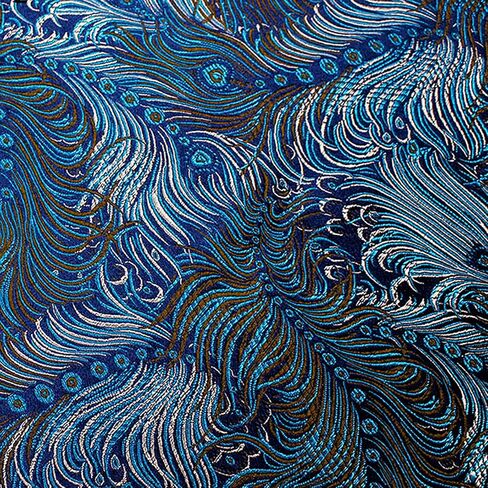 JUANJUAN Brocade Fabric by The Yard, 29.5 Inches for DIY, Craft, Luxurious Sheen, Lightweight and Crisp Drape Wedding Dress, Costumes, Fashion, Se(Size:1m/39.3inches,Color:35- Blue Pipa) in Saudi Arabia