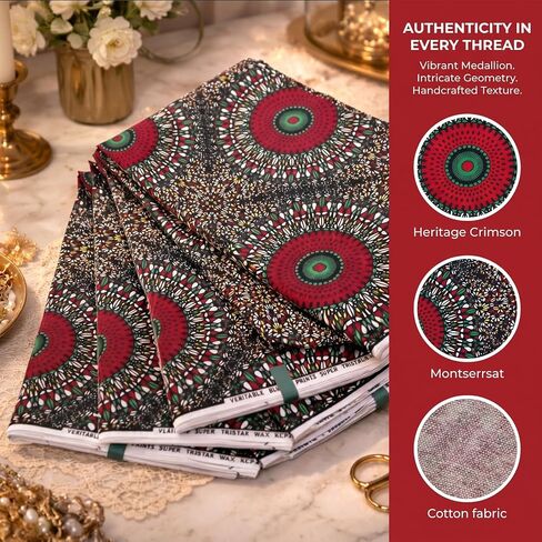 3 Yard Fabric Printed Flower Cloth Vintage Fabric Sewing for Art Craft (Black, Red) in Kuwait