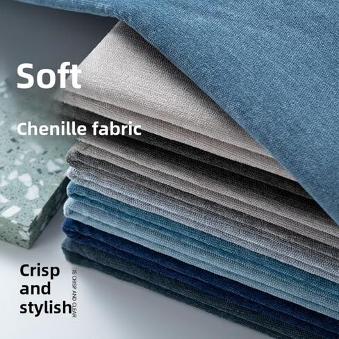 39x58 inches Soft Chenille Fabric for Upholstery, Crisp and Stylish Chenille Upholstery Fabric by the Yard(Cyan) in Saudi Arabia