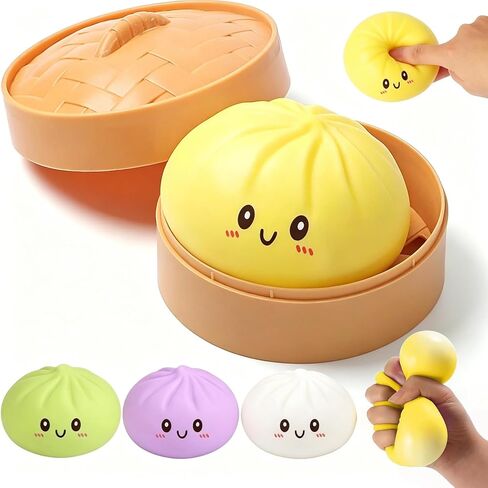 Glitter Dumpling,Giant Dumpling Squeeze,Mega Rainbow Dumplings,Cute Anxiety Relief Fidget , Soft Squeeze Decompression Dough for Adult,Soft TPR (Yellow in Saudi Arabia