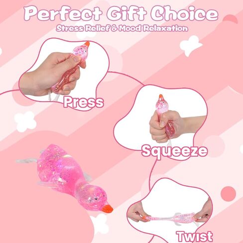 Malt-Sugar Style Duck Squishy for Kids Ages 3+ & Adults, Stretchy Slow-Rebound Squeeze Toy, Fun Sensory Squishy for Hands-On Play(Pink) in Kuwait