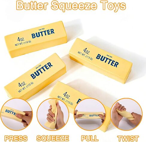 Butter Squishy Toy, Slow Rising PU Cheese Stick Stress Relief Squeeze Toy, Soft & Durable Fidget Gadget for Office School, Funny Anxiety Relief Gift for Adults-2PCS in Saudi Arabia