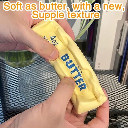 Butter Squishy Toy, Slow Rising PU Cheese Stick Stress Relief Squeeze Toy, Soft & Durable Fidget Gadget for Office School, Funny Anxiety Relief Gift for Adults-2PCS in Saudi Arabia