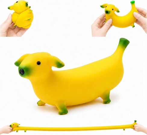 Banana Dog Squishy Toy, 6X Stretchable Kawaii Slow Rising Squishies, Non-Sticky Squeeze Toy, Stress Relief Sensory Fidget Toys 2-Player Interactive for Adults & Kids, Anxiety Plushie,Funny Desk Fidget in Saudi Arabia