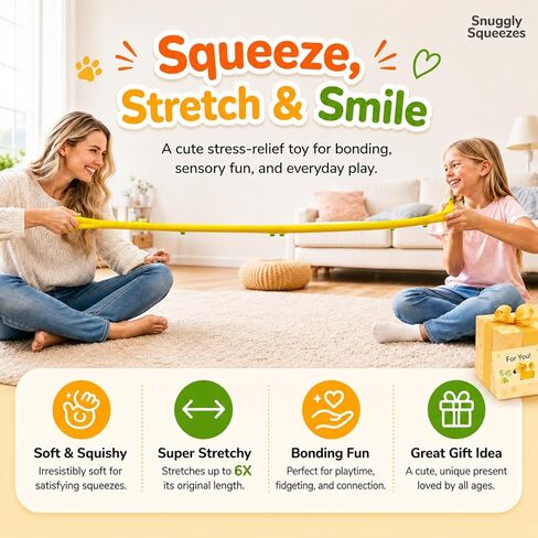 Banana Dog Squishy Toy, 6X Stretchable Kawaii Slow Rising Squishies, Non-Sticky Squeeze Toy, Stress Relief Sensory Fidget Toys 2-Player Interactive for Adults & Kids, Anxiety Plushie,Funny Desk Fidget in Saudi Arabia
