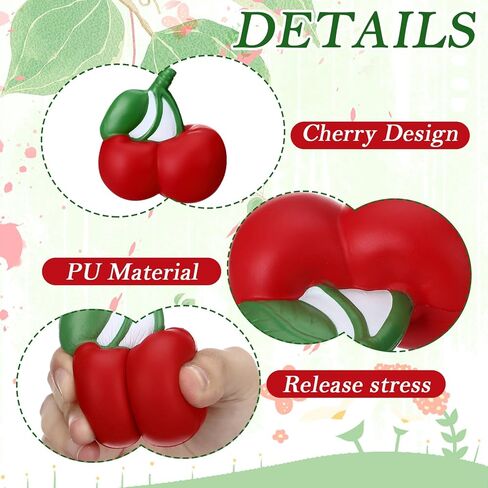 Jenaai 10 Pcs Cherry Stress Ball Sweet Cute Fruit Stress Relief Toys for Kids and Adults, Durable PU Sensory Fidget Toys for Anxiety and Relaxation, Gifts Basket Stuffer in Saudi Arabia