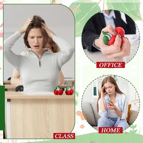 Jenaai 10 Pcs Cherry Stress Ball Sweet Cute Fruit Stress Relief Toys for Kids and Adults, Durable PU Sensory Fidget Toys for Anxiety and Relaxation, Gifts Basket Stuffer in Saudi Arabia