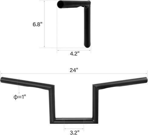 XMT-MOTO 1" Z-Bars Handlebar Fit For Harley Yamaha Chopper Cruisers Bobber Matte Black in Saudi Arabia